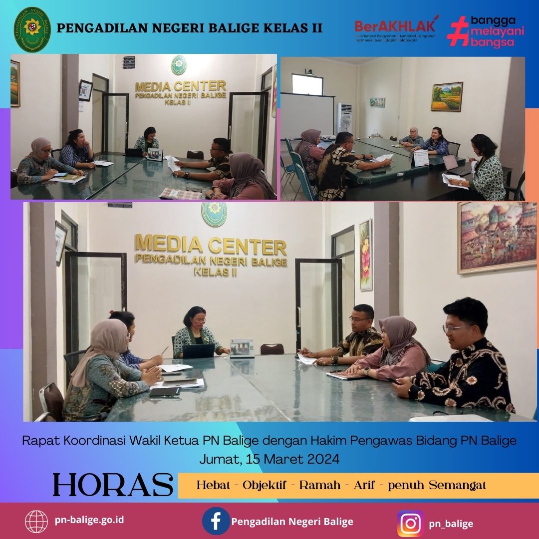RAPAT KOORDINASI WAKIL KETUA PN BALIGE DENGAN HAKIM PENGAWAS BIDANG PN BALIGE